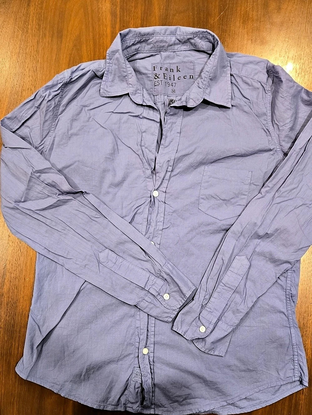 Frank & Eileen Barry Button-Up Shirt Cotton French Blue Medium